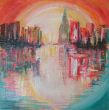 Stadt beim Sonnenuntergang_Acryl_40x40DSCF3634.JPG
