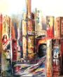 Großstadt- Skyline ,Acryl-Collage 50x60 250,-.JPG
